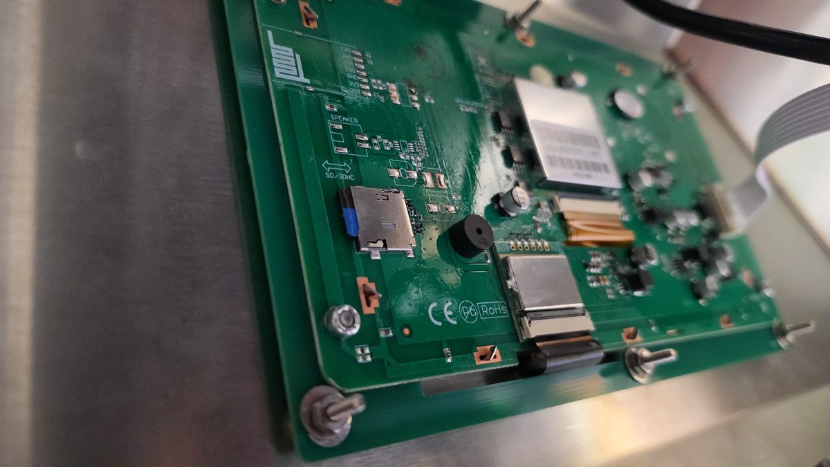 HMI PCB rear view showing micro SD card slot
