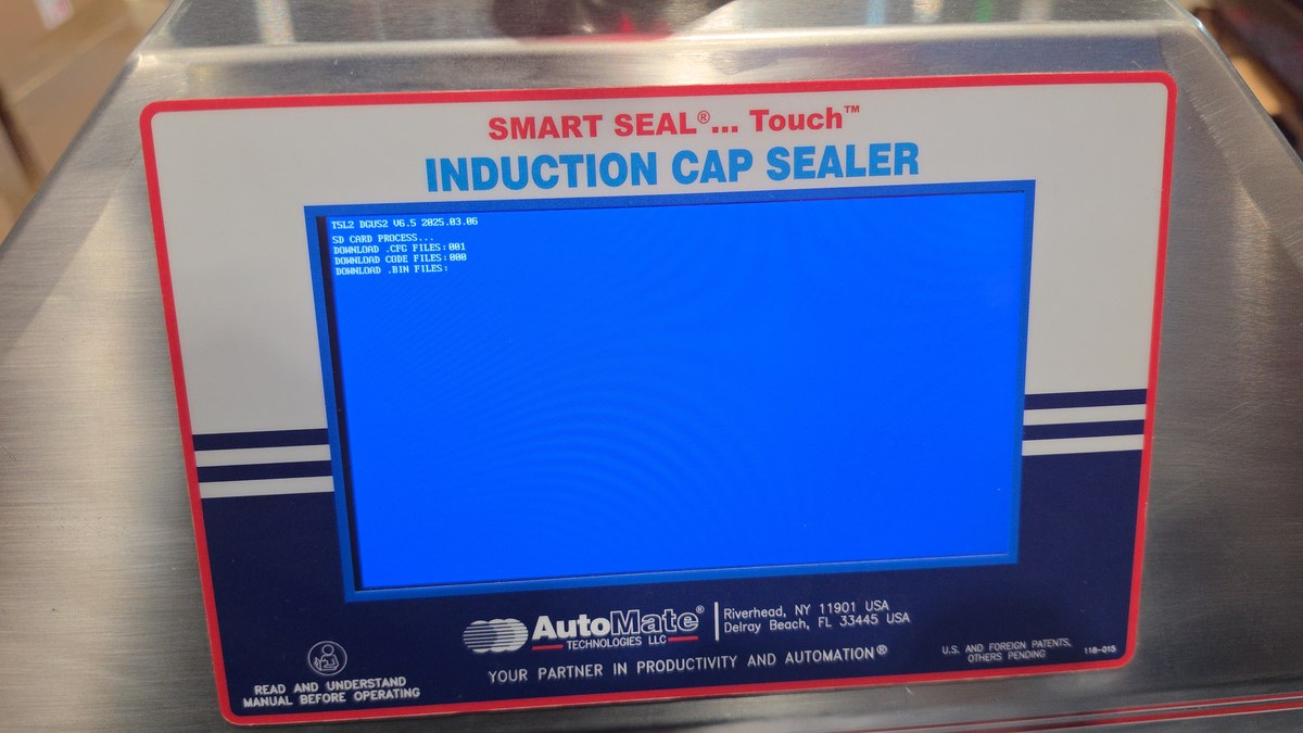 AM-275 front panel powering on into blue bootloader screen